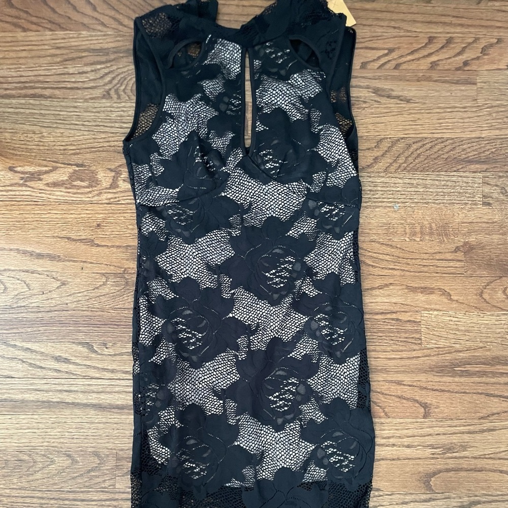 Meshy flower black dress